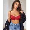 imageAvidlove Womens Sexy Lace Bra Sheer Balconette Underwire Unlined Everyday Bras LingerieRed