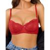 imageAvidlove Womens Sexy Lace Bra Sheer Balconette Underwire Unlined Everyday Bras LingerieRed