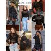 imageAvidlove Long Sleeve Bodysuit for Women Turtleneck Sheer Mesh Bodysuit Geo Print LeotardsBlack