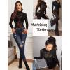 imageAvidlove Long Sleeve Bodysuit for Women Turtleneck Sheer Mesh Bodysuit Geo Print LeotardsBlack
