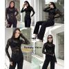 imageAvidlove Long Sleeve Bodysuit for Women Turtleneck Sheer Mesh Bodysuit Geo Print LeotardsBlack