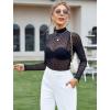 imageAvidlove Long Sleeve Bodysuit for Women Turtleneck Sheer Mesh Bodysuit Geo Print LeotardsBlack Polka Dots