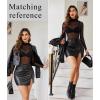 imageAvidlove Long Sleeve Bodysuit for Women Turtleneck Sheer Mesh Bodysuit Geo Print LeotardsBlack02