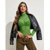 imageAvidlove Long Sleeve Bodysuit for Women Turtleneck Sheer Mesh Bodysuit Geo Print LeotardsGreen