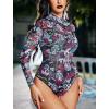 imageAvidlove Long Sleeve Bodysuit for Women Turtleneck Sheer Mesh Bodysuit Geo Print LeotardsHorror Skull