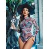 imageAvidlove Long Sleeve Bodysuit for Women Turtleneck Sheer Mesh Bodysuit Geo Print LeotardsHorror Skull