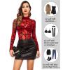 imageAvidlove Long Sleeve Bodysuit for Women Turtleneck Sheer Mesh Bodysuit Geo Print LeotardsRed