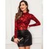 imageAvidlove Long Sleeve Bodysuit for Women Turtleneck Sheer Mesh Bodysuit Geo Print LeotardsRed