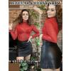 imageAvidlove Long Sleeve Bodysuit for Women Turtleneck Sheer Mesh Bodysuit Geo Print LeotardsRed Sequin