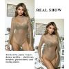 imageAvidlove Long Sleeve Bodysuit for Women Turtleneck Sheer Mesh Bodysuit Geo Print LeotardsSparkle Khaki
