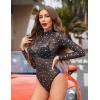 imageAvidlove Long Sleeve Bodysuit for Women Turtleneck Sheer Mesh Bodysuit Geo Print LeotardsSparkle Star