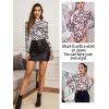 imageAvidlove Long Sleeve Bodysuit for Women Turtleneck Sheer Mesh Bodysuit Geo Print LeotardsWhite