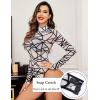 imageAvidlove Long Sleeve Bodysuit for Women Turtleneck Sheer Mesh Bodysuit Geo Print LeotardsWhite