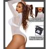 imageAvidlove Long Sleeve Bodysuit for Women Turtleneck Sheer Mesh Bodysuit Geo Print LeotardsWhite02