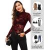 imageAvidlove Long Sleeve Bodysuit for Women Turtleneck Sheer Mesh Bodysuit Geo Print LeotardsWine Red
