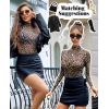 imageAvidlove Long Sleeve Bodysuit for Women Turtleneck Sheer Mesh Bodysuit Geo Print LeotardsYellowbrown Leopard Print