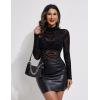 imageAvidlove Long Sleeve Bodysuit for Women Turtleneck Sheer Mesh Bodysuit Geo Print LeotardsZebra Print