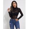 imageAvidlove Long Sleeve Bodysuit for Women Turtleneck Sheer Mesh Bodysuit Geo Print LeotardsZebra Print