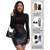 imageAvidlove Long Sleeve Bodysuit for Women Turtleneck Sheer Mesh Bodysuit Geo Print LeotardsZebra Print