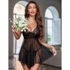 imageAvidlove Women Lingerie Lace Babydoll Mesh Nightgown Chemise Boudoir Nighty Sleepwear1black