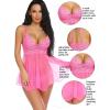 imageAvidlove Women Lingerie Lace Babydoll Mesh Nightgown Chemise Boudoir Nighty Sleepwear3hot Pink
