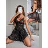 imageAvidlove Women Lingerie Lace Babydoll Mesh Nightgown Chemise Boudoir Nighty SleepwearBlack Star