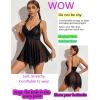 imageAvidlove Women Lingerie Lace Babydoll Mesh Nightgown Chemise Boudoir Nighty SleepwearBlackdouble Layer Cup