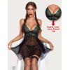 imageAvidlove Women Lingerie Lace Babydoll Mesh Nightgown Chemise Boudoir Nighty SleepwearBlackgreen
