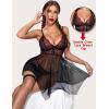imageAvidlove Women Lingerie Lace Babydoll Mesh Nightgown Chemise Boudoir Nighty SleepwearBlackred