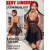 imageAvidlove Women Lingerie Lace Babydoll Mesh Nightgown Chemise Boudoir Nighty SleepwearBlackred