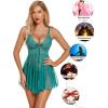 imageAvidlove Women Lingerie Lace Babydoll Mesh Nightgown Chemise Boudoir Nighty SleepwearBpeacock Blue