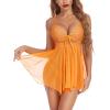 imageAvidlove Women Lingerie Lace Babydoll Mesh Nightgown Chemise Boudoir Nighty SleepwearOrange