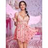 imageAvidlove Women Lingerie Lace Babydoll Mesh Nightgown Chemise Boudoir Nighty SleepwearPink Heart