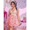imageAvidlove Women Lingerie Lace Babydoll Mesh Nightgown Chemise Boudoir Nighty SleepwearPink Heart