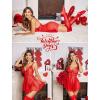 imageAvidlove Women Lingerie Lace Babydoll Mesh Nightgown Chemise Boudoir Nighty SleepwearRed