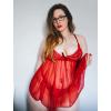 imageAvidlove Women Lingerie Lace Babydoll Mesh Nightgown Chemise Boudoir Nighty SleepwearRed