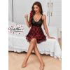 imageAvidlove Women Lingerie Lace Babydoll Mesh Nightgown Chemise Boudoir Nighty SleepwearRed Plaid