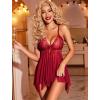imageAvidlove Lingerie for Women Lace Babydoll Sleepwear Boudoir Outfits Plus Size Langeray XS5XLAdark Red