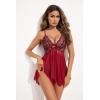 imageAvidlove Lingerie for Women Lace Babydoll Sleepwear Boudoir Outfits Plus Size Langeray XS5XLBwine Red