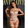 imageAvidlove Lingerie for Women Lace Corset and Panty Outfits Garter Lingerie Sets SXXLKhaki