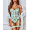 imageAvidlove Lingerie for Women Lace Corset and Panty Outfits Garter Lingerie Sets SXXLLight Green