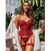 imageAvidlove Lingerie for Women Lace Corset and Panty Outfits Garter Lingerie Sets SXXLWine Red
