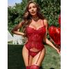 imageAvidlove Lingerie for Women Lace Corset and Panty Outfits Garter Lingerie Sets SXXLWine Red