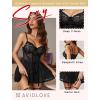 imageAvidlove Lingerie for Women Sexy Lace Babydoll Mesh Chemise Boudoir Nighty with Garter BeltBlack
