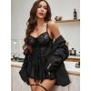 imageAvidlove Lingerie for Women Sexy Lace Babydoll Mesh Chemise Boudoir Nighty with Garter BeltBlack