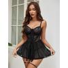 imageAvidlove Lingerie for Women Sexy Lace Babydoll Mesh Chemise Boudoir Nighty with Garter BeltBlack