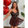 imageAvidlove Lingerie for Women Sexy Lace Babydoll Mesh Chemise Boudoir Nighty with Garter BeltBlack Love Heart Print