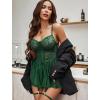 imageAvidlove Lingerie for Women Sexy Lace Babydoll Mesh Chemise Boudoir Nighty with Garter BeltGreen
