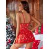 imageAvidlove Lingerie for Women Sexy Lace Babydoll Mesh Chemise Boudoir Nighty with Garter BeltRed Christmas