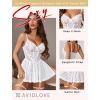 imageAvidlove Lingerie for Women Sexy Lace Babydoll Mesh Chemise Boudoir Nighty with Garter BeltWhite